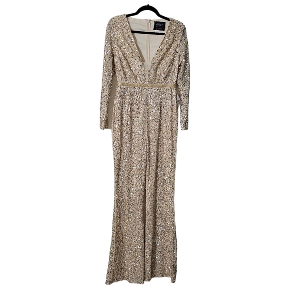 MAC DUGGAL size 8 Formal Long Sleeve Beaded Jumpsuit - Picture 4 of 6